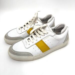 Axel Arigato Dunk Sneaker White Yellow Leather Suede Women Size US 9